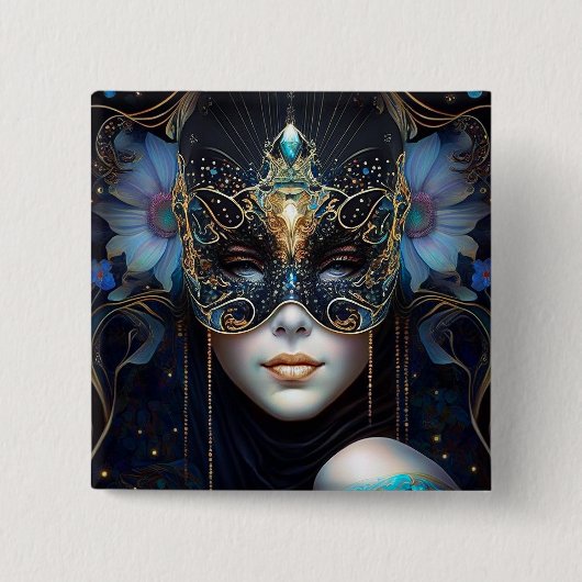 Fantasy Woman Wearing Mask Vierkante Button 5,1 Cm (Voorkant)