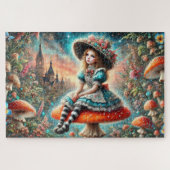 Fantasy Wonderland Alice Op Paddenstoel Legpuzzel (Horizontaal)
