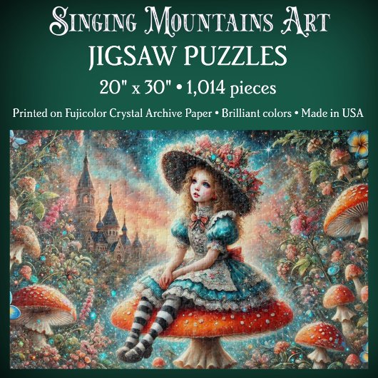 Fantasy Wonderland Alice Op Paddenstoel Legpuzzel