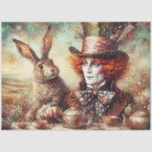 Fantasy Wonderland Hatter Hare Tea Time Decoupage Tissuepapier (Voorkant)
