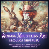 Fantasy Wonderland Hatter Hare Tea Time Decoupage Tissuepapier