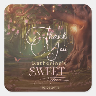 Fantasy Woodland Betoverd Bos Gloeiende Sweet 16 Vierkante Sticker
