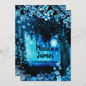 Fantasy Woodland Enchanted Blue Forest Wedding Kaart (Voorkant / Achterkant)