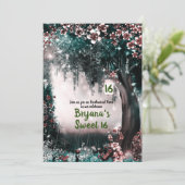 Fantasy Woodland Enchanted Blush Forest Sweet 16 Kaart (Staand voorkant)