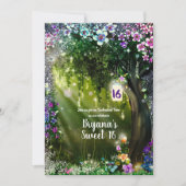 Fantasy Woodland Enchanted Forest Flowers Sweet 16 Kaart (Voorkant)