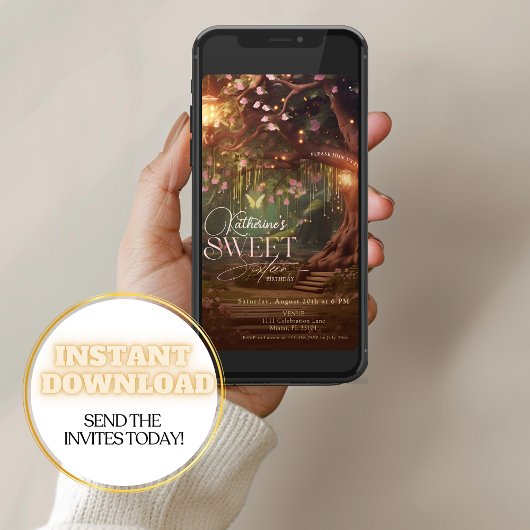 Fantasy Woodland Enchanted Forest Glow Sweet 16 Kaart