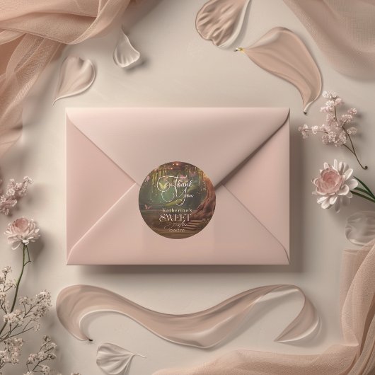 Fantasy Woodland Enchanted Forest Glow Sweet 16 Ronde Sticker