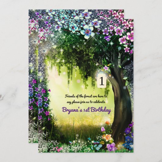 Fantasy Woodland Enchanted Glow Forest Flowers Kaart (Voorkant / Achterkant)