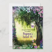 Fantasy Woodland Enchanted Glow Forest Sweet 16 Kaart (Voorkant)