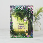 Fantasy Woodland Enchanted Glow Forest Sweet 16 Kaart (Staand voorkant)