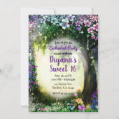 Fantasy Woodland Enchanted Glow Forest Sweet 16 Kaart (Voorkant)