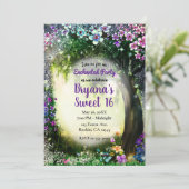 Fantasy Woodland Enchanted Glow Forest Sweet 16 Kaart (Staand voorkant)