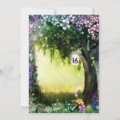 Fantasy Woodland Enchanted Glow Forest Sweet 16 Kaart (Achterkant)