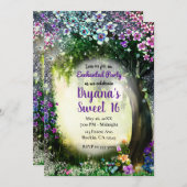 Fantasy Woodland Enchanted Glow Forest Sweet 16 Kaart (Voorkant / Achterkant)