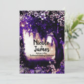Fantasy Woodland Enchanted Paarse Forest Wedding Kaart (Staand voorkant)