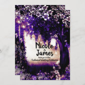 Fantasy Woodland Enchanted Paarse Forest Wedding Kaart (Voorkant / Achterkant)