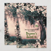 Fantasy Woodland Enchanted Pink Forest Sweet 16 I Kaart (Voorkant / Achterkant)