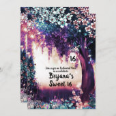Fantasy Woodland Enchanted Summer Forest Sweet 16 Kaart (Voorkant / Achterkant)