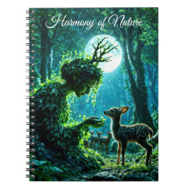 Fantasy woodland goddess and gentle deer art notitieboek