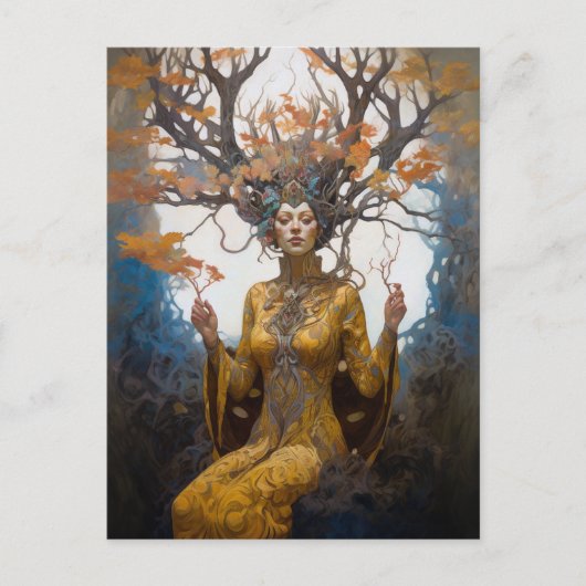 Fantasy Woodland Sorceress Magic Fantasy Briefkaart (Voorkant)