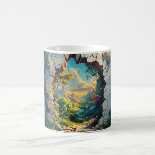 Fantasy World door een gebarsten muur ontwerp Koffiemok