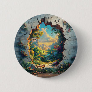 Fantasy World door een gebarsten muur ontwerp Ronde Button 5,7 Cm