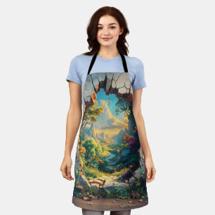 Fantasy World door een gebarsten muur ontwerp Schort