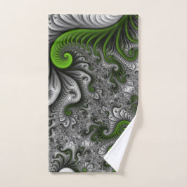 Fantasy World Green And Gray Abstract Fractal Art Handdoek