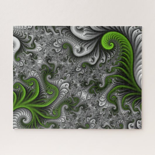 Fantasy World Green And Gray Abstract Fractal Art Legpuzzel (Horizontaal)
