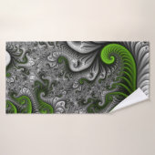 Fantasy World Green and Grey Abstract Fractal Art Badhanddoek (Badhanddoek)