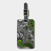 Fantasy World Green and Grey Abstract Fractal Art Bagagelabel (Voorkant verticaal)