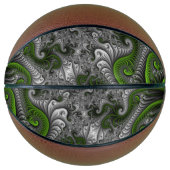 Fantasy World Green and Grey Abstract Fractal Art Basketbal (Voorkant)