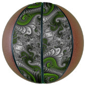 Fantasy World Green and Grey Abstract Fractal Art Basketbal (Verticaal)
