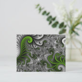 Fantasy World Green and Grey Abstract Fractal Art Briefkaart (Staand voorkant)