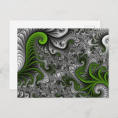 Fantasy World Green and Grey Abstract Fractal Art Briefkaart (Voorkant / Achterkant)