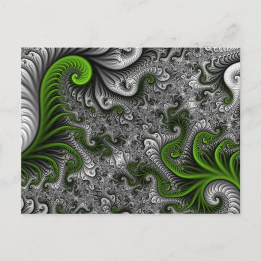 Fantasy World Green and Grey Abstract Fractal Art Briefkaart (Voorkant)