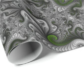 Fantasy World Green and Grey Abstract Fractal Art Cadeaupapier (Rol Hoek)