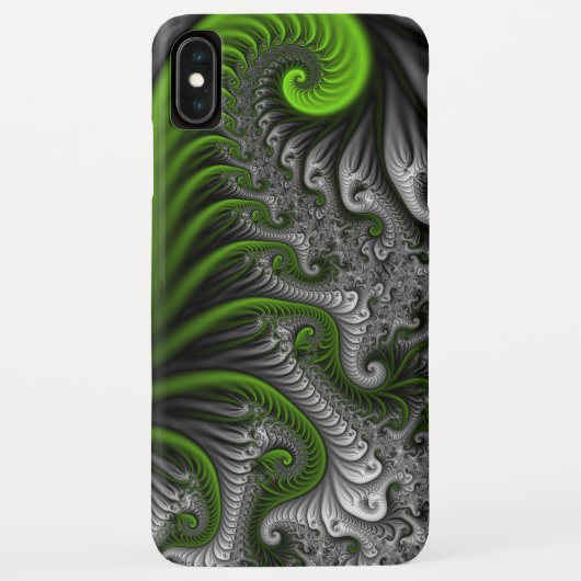 Fantasy World Green and Grey Abstract Fractal Art Case-Mate iPhone Case (Achterkant)