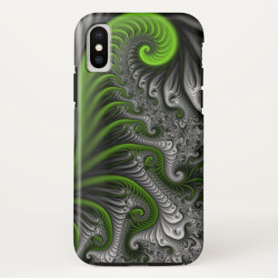 Fantasy World Green and Grey Abstract Fractal Art Case-Mate iPhone Case
