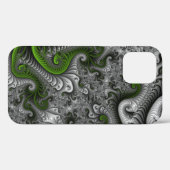 Fantasy World Green and Grey Abstract Fractal Art Case-Mate iPhone Case (Achterkant (horizontaal))