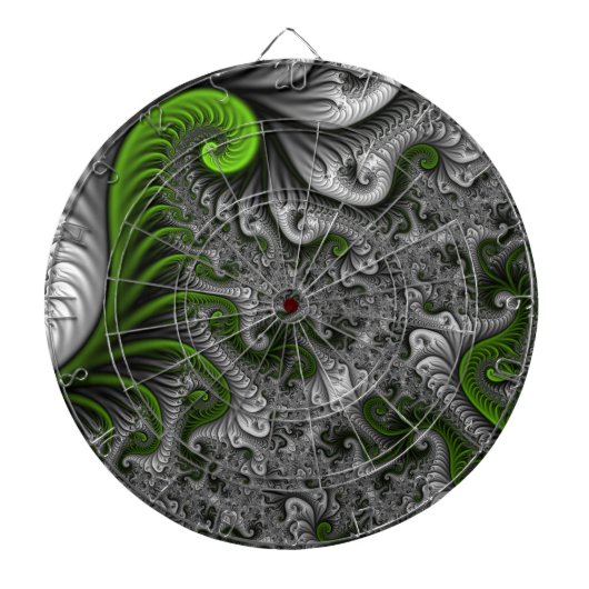 Fantasy World Green and Grey Abstract Fractal Art Dartbord (Voorkant)