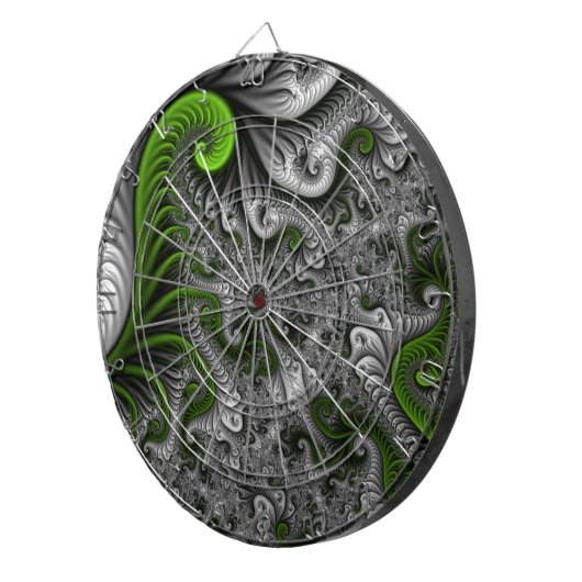 Fantasy World Green and Grey Abstract Fractal Art Dartbord (Voorkant Rechts)