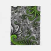 Fantasy World Green and Grey Abstract Fractal Art Fleece Deken (Voorkant)