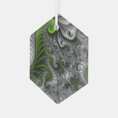 Fantasy World Green and Grey Abstract Fractal Art Glas Ornament (Voorkant links)