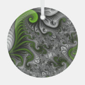 Fantasy World Green and Grey Abstract Fractal Art Glas Ornament (Voorkant)