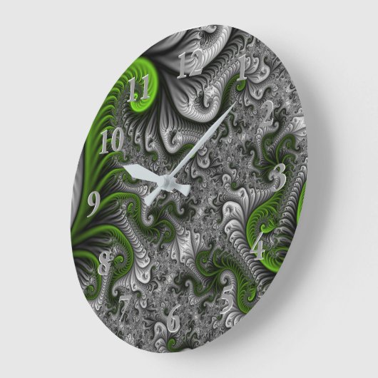 Fantasy World Green and Grey Abstract Fractal Art Grote Klok (Hoek)