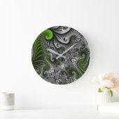 Fantasy World Green and Grey Abstract Fractal Art Grote Klok (Huis)