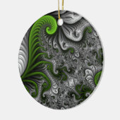 Fantasy World Green and Grey Abstract Fractal Art Keramisch Ornament (Links)