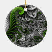 Fantasy World Green and Grey Abstract Fractal Art Keramisch Ornament (Achterkant)