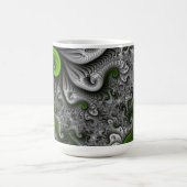 Fantasy World Green and Grey Abstract Fractal Art Koffiemok (Center)